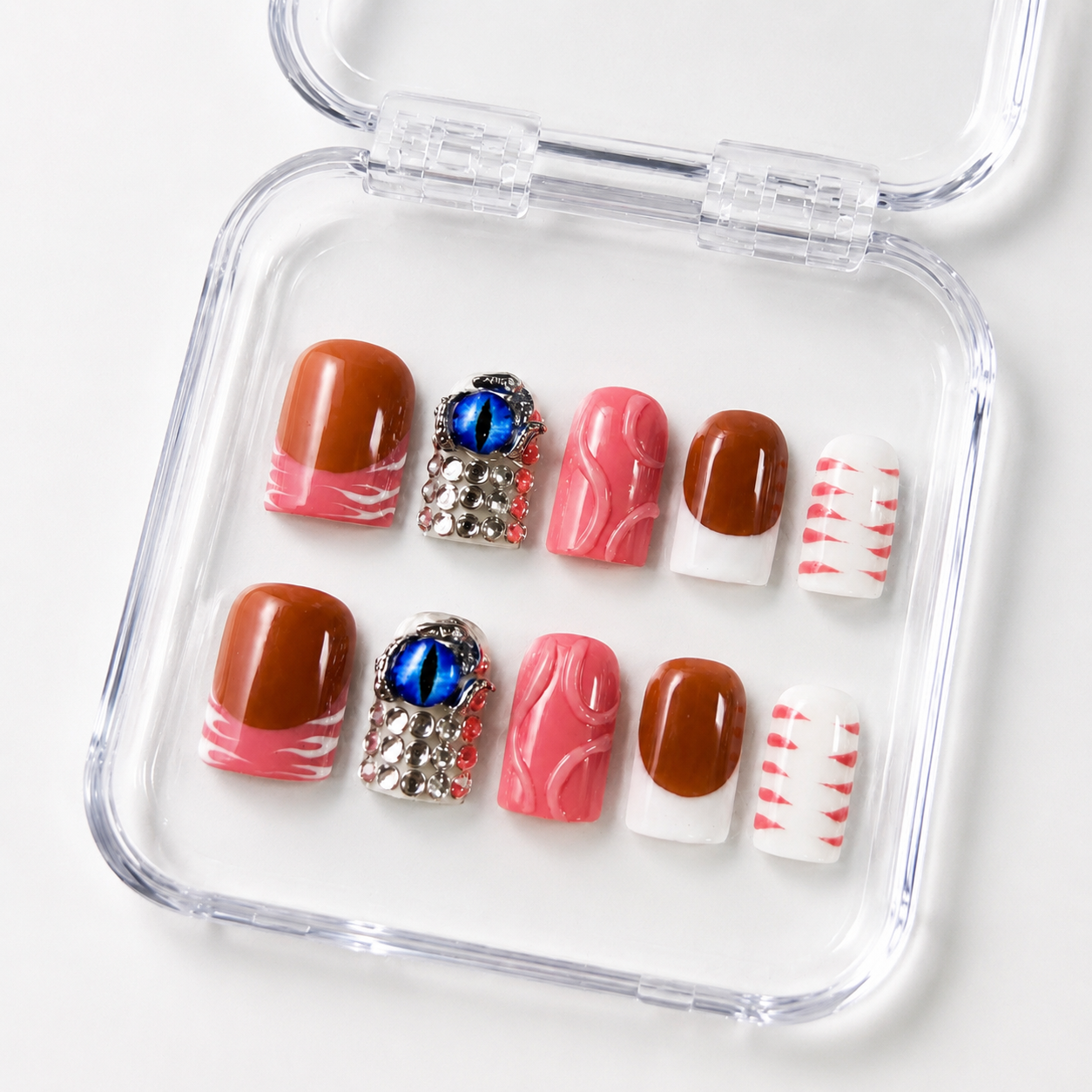 GAGUGAGU Blue Butterfly Glitter Press-On Nails for Festival Season, Glossy False Nails for Birthday Party, Date Night and Weekend Style, S M L