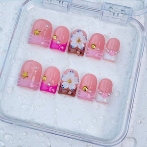 GAGUGAGU F2-006G Glossy Press-On Nails for Everyday Looks, Birthday Parties and Date Nights, S M L