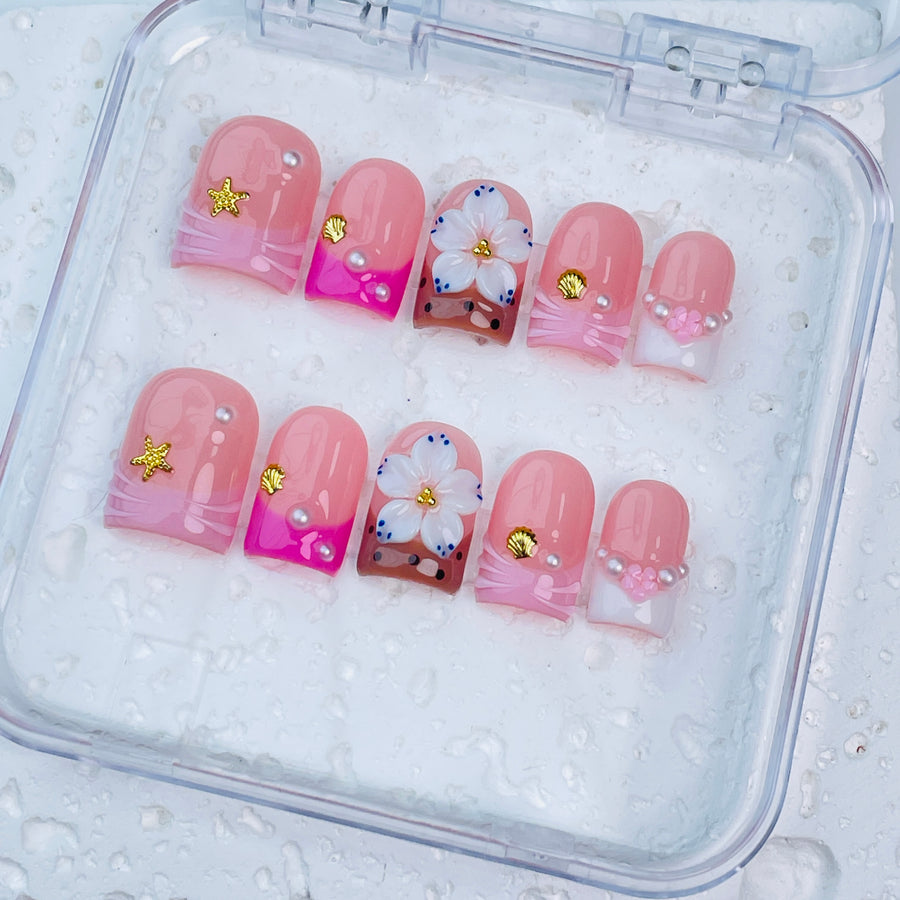 GAGUGAGU F2-006G Glossy Press-On Nails for Everyday Looks, Birthday Parties and Date Nights, S M L