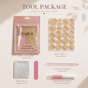 GAGUGAGU J3-501G Glossy Press-On Nails for Everyday Looks, Birthday Parties and Date Nights, S M L