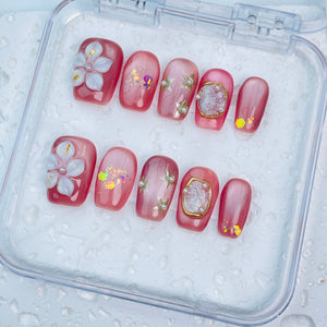 GAGUGAGU XR-108G Glossy Press-On Nails for Everyday Looks, Birthday Parties and Date Nights, S M L