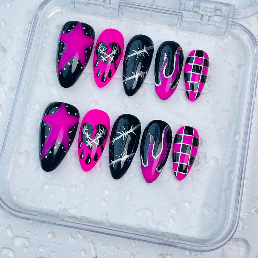 GAGUGAGU XR-114G Glossy Press-On Nails for Everyday Looks, Birthday Parties and Date Nights, S M L