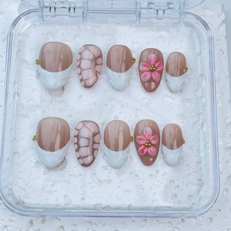 GAGUGAGU XR-102G Glossy Press-On Nails for Everyday Looks, Birthday Parties and Date Nights, S M L
