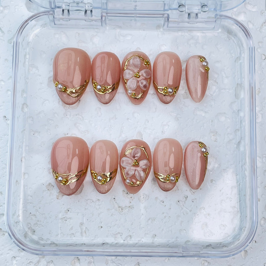 GAGUGAGU XR-103G Glossy Press-On Nails for Everyday Looks, Birthday Parties and Date Nights, S M L