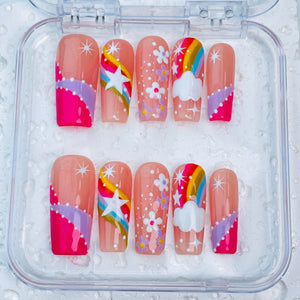 GAGUGAGU F3-824G Glossy Press-On Nails for Everyday Looks, Birthday Parties and Date Nights, S M L