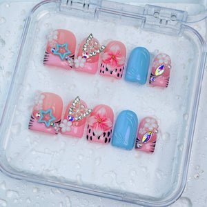 GAGUGAGU F2-822G Glossy Press-On Nails for Everyday Looks, Birthday Parties and Date Nights, S M L