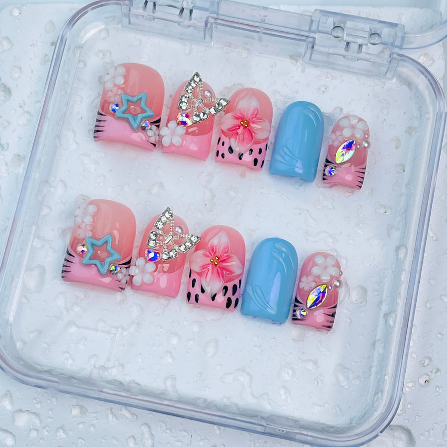 GAGUGAGU F2-822G Glossy Press-On Nails for Everyday Looks, Birthday Parties and Date Nights, S M L