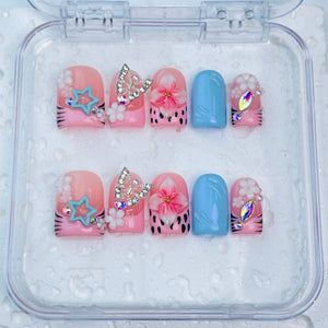 GAGUGAGU F2-822G Glossy Press-On Nails for Everyday Looks, Birthday Parties and Date Nights, S M L