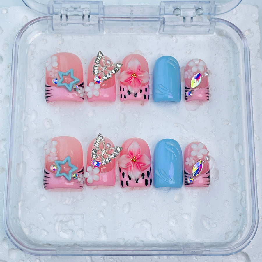 GAGUGAGU F2-822G Glossy Press-On Nails for Everyday Looks, Birthday Parties and Date Nights, S M L