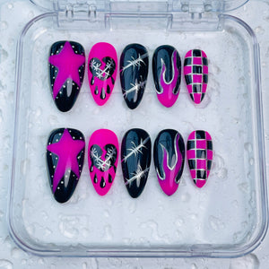 GAGUGAGU XR-114G Glossy Press-On Nails for Everyday Looks, Birthday Parties and Date Nights, S M L