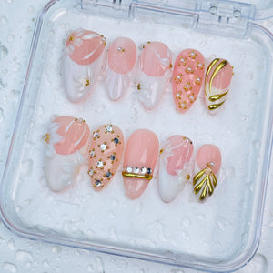 GAGUGAGU XR-101G Glossy Press-On Nails for Everyday Looks, Birthday Parties and Date Nights, S M L