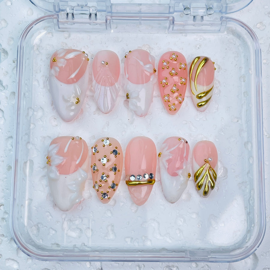 GAGUGAGU XR-101G Glossy Press-On Nails for Everyday Looks, Birthday Parties and Date Nights, S M L