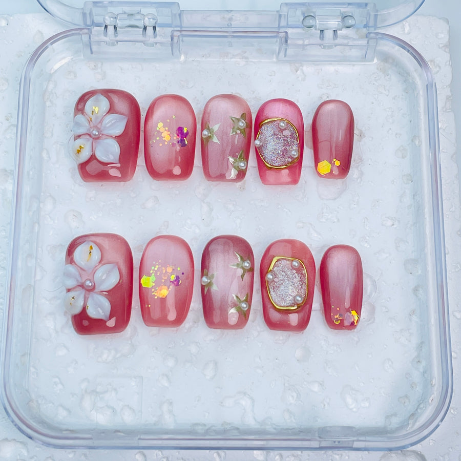 GAGUGAGU XR-108G Glossy Press-On Nails for Everyday Looks, Birthday Parties and Date Nights, S M L