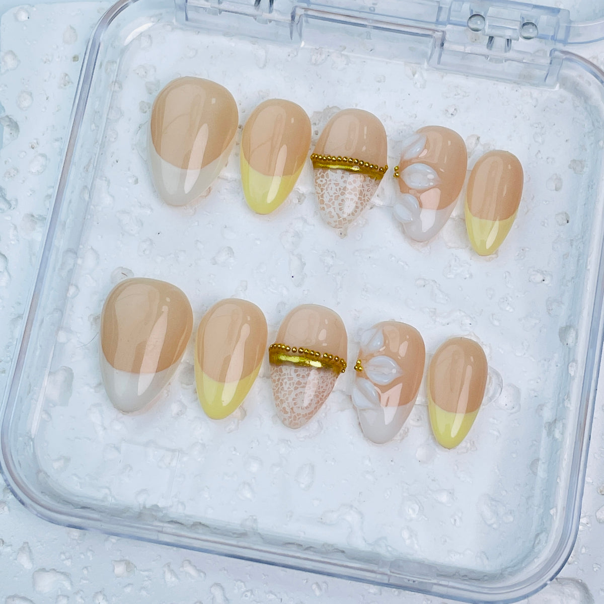 GAGUGAGU XR-106G Glossy Press-On Nails for Everyday Looks, Birthday Parties and Date Nights, S M L