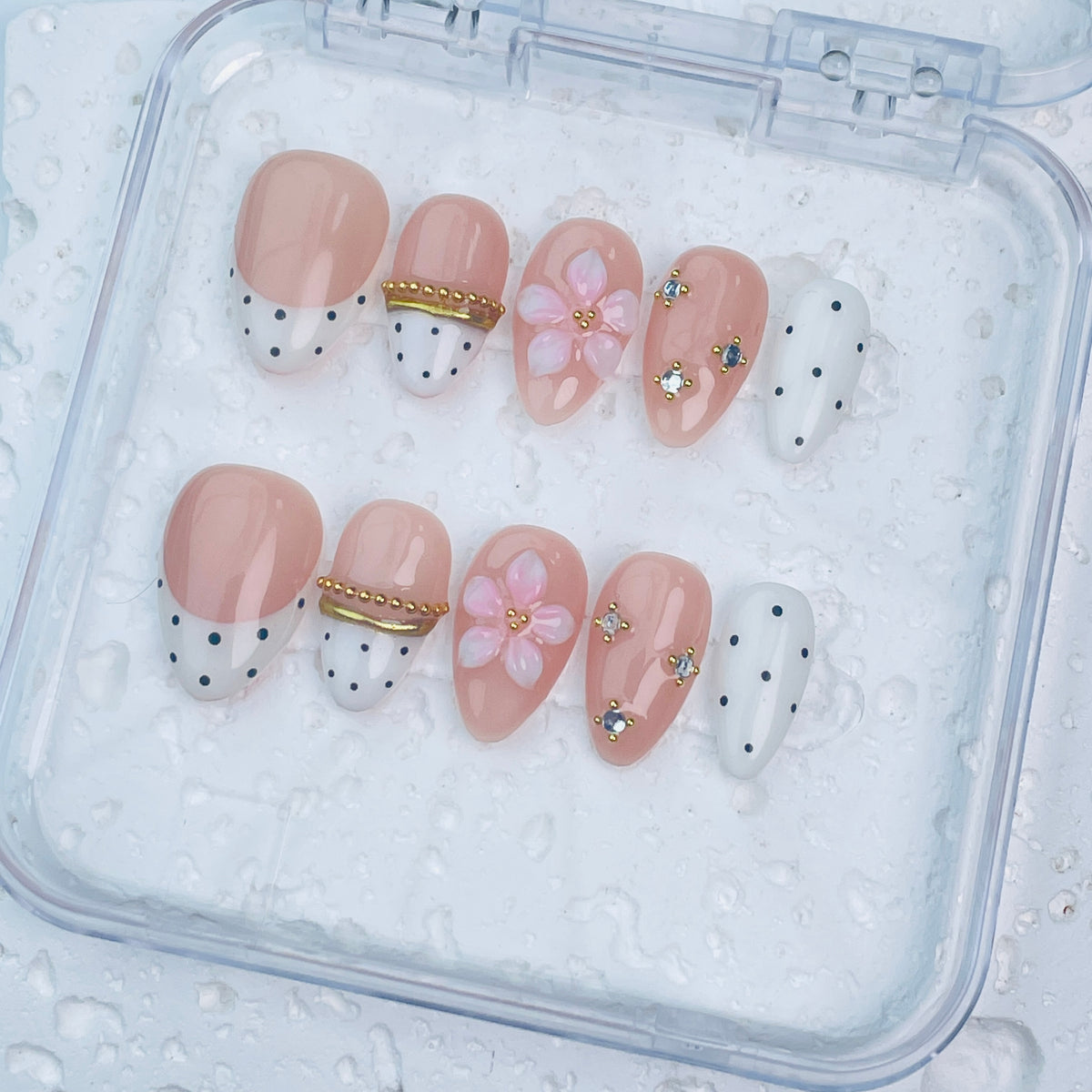 GAGUGAGU XR-105G Glossy Press-On Nails for Everyday Looks, Birthday Parties and Date Nights, S M L