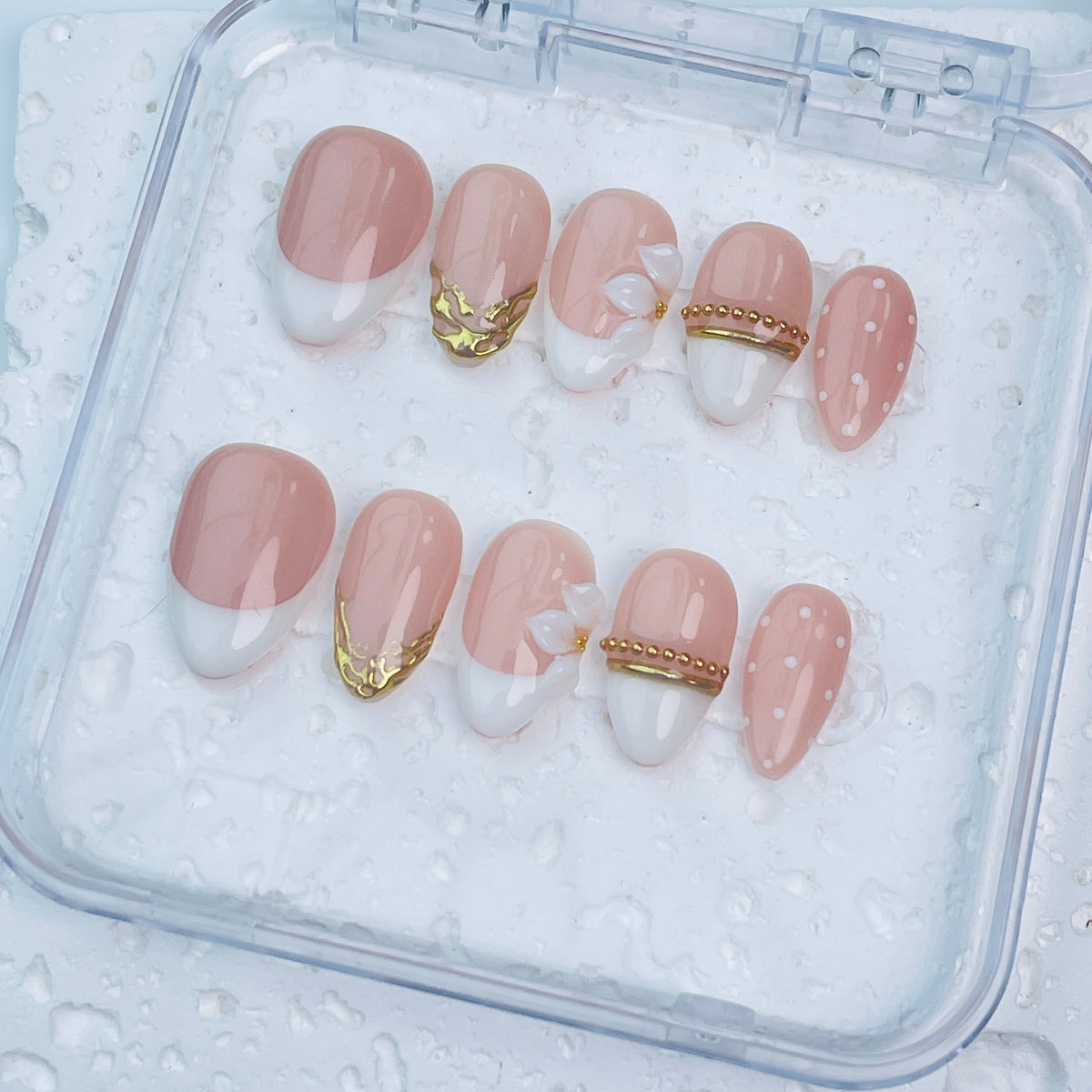 GAGUGAGU XR-107G Glossy Press-On Nails for Everyday Looks, Birthday Parties and Date Nights, S M L