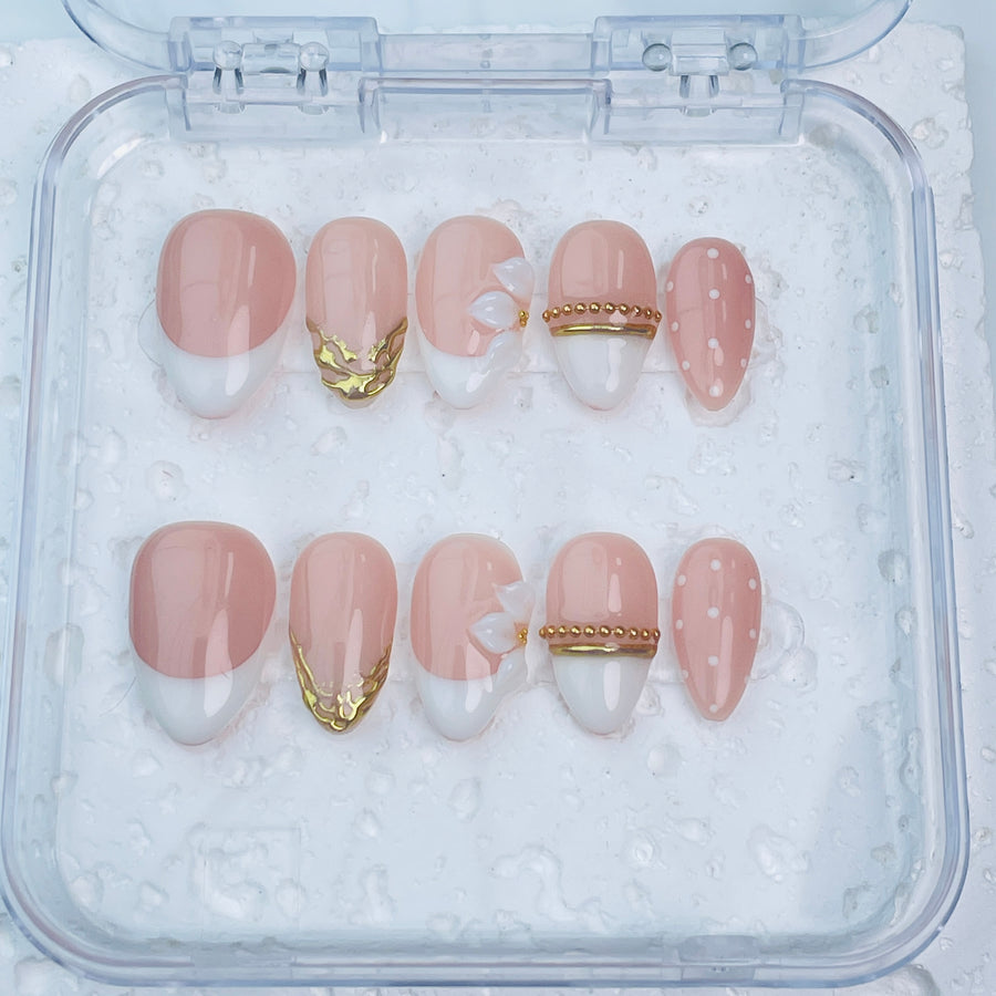 GAGUGAGU XR-107G Glossy Press-On Nails for Everyday Looks, Birthday Parties and Date Nights, S M L