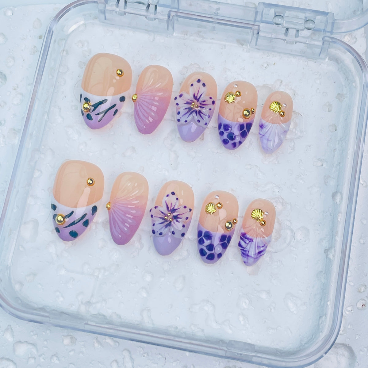 GAGUGAGU XR-113G Glossy Press-On Nails for Everyday Looks, Birthday Parties and Date Nights, S M L
