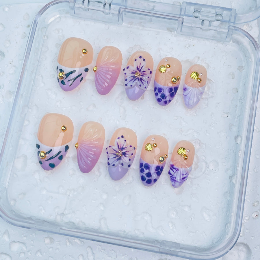GAGUGAGU XR-113G Glossy Press-On Nails for Everyday Looks, Birthday Parties and Date Nights, S M L