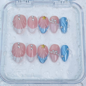 GAGUGAGU XR2-1007G Glossy Press-On Nails for Everyday Looks, Birthday Parties and Date Nights, S M L
