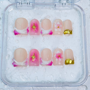 GAGUGAGU F2-1005G Glossy Press-On Nails for Everyday Looks, Birthday Parties and Date Nights, S M L