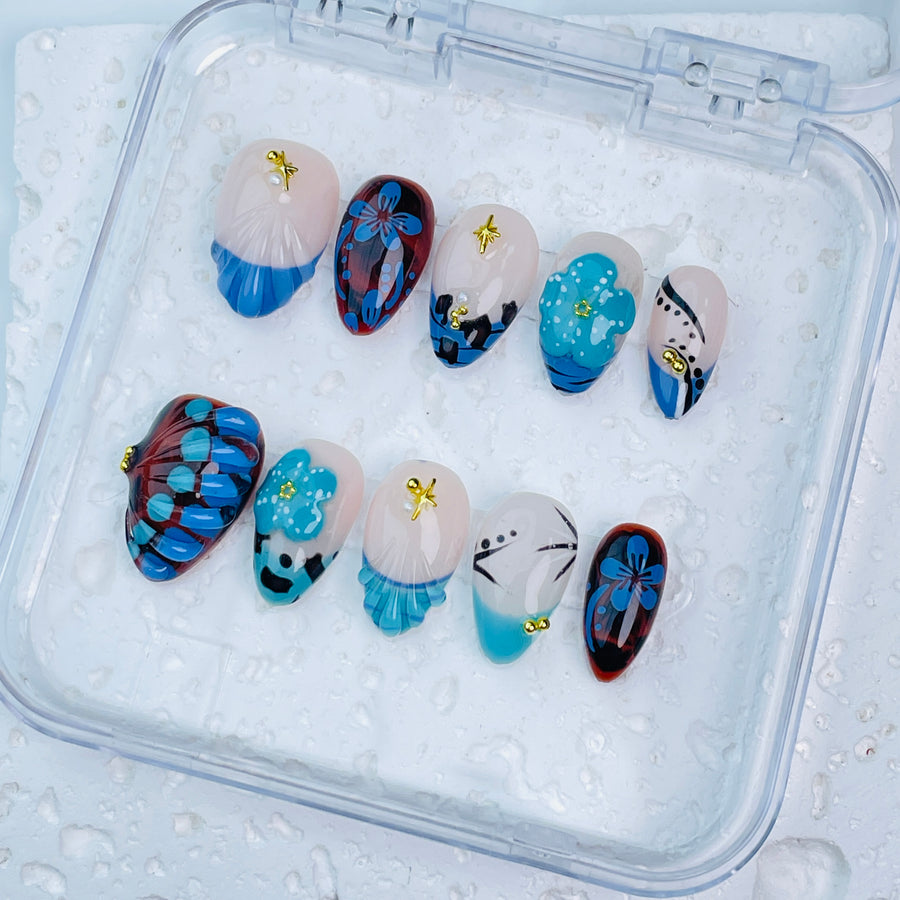 GAGUGAGU XR2-1010G Glossy Press-On Nails for Everyday Looks, Birthday Parties and Date Nights, S M L