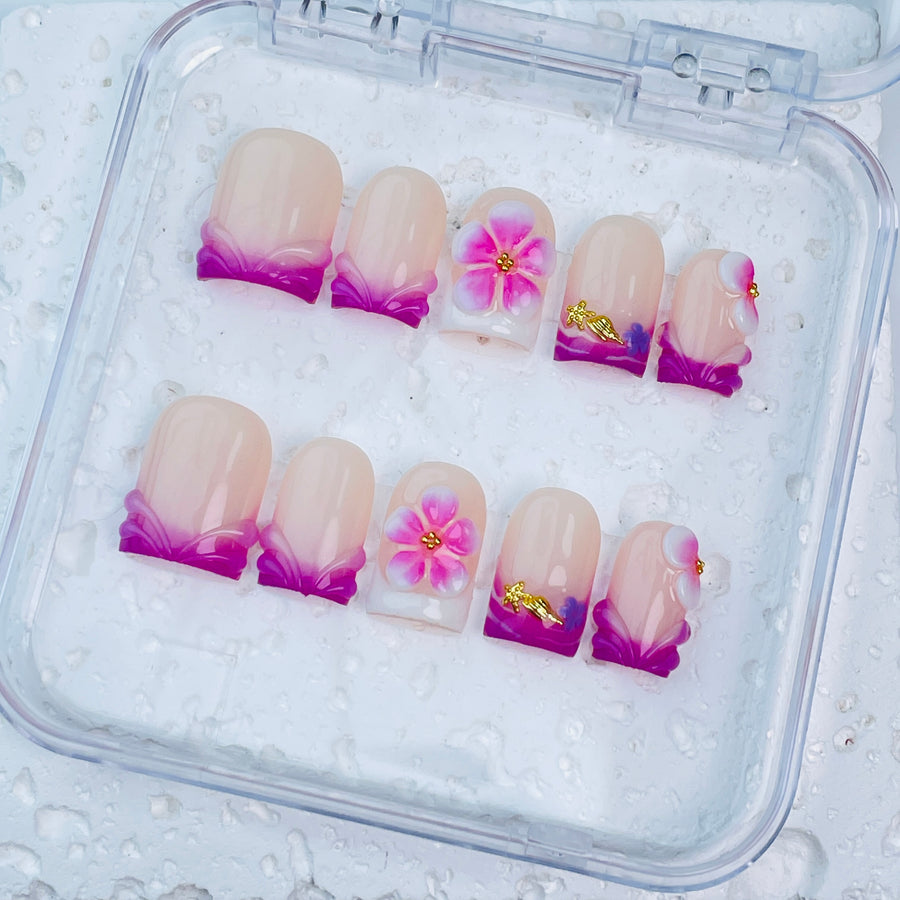 GAGUGAGU F2-1006G Glossy Press-On Nails for Everyday Looks, Birthday Parties and Date Nights, S M L
