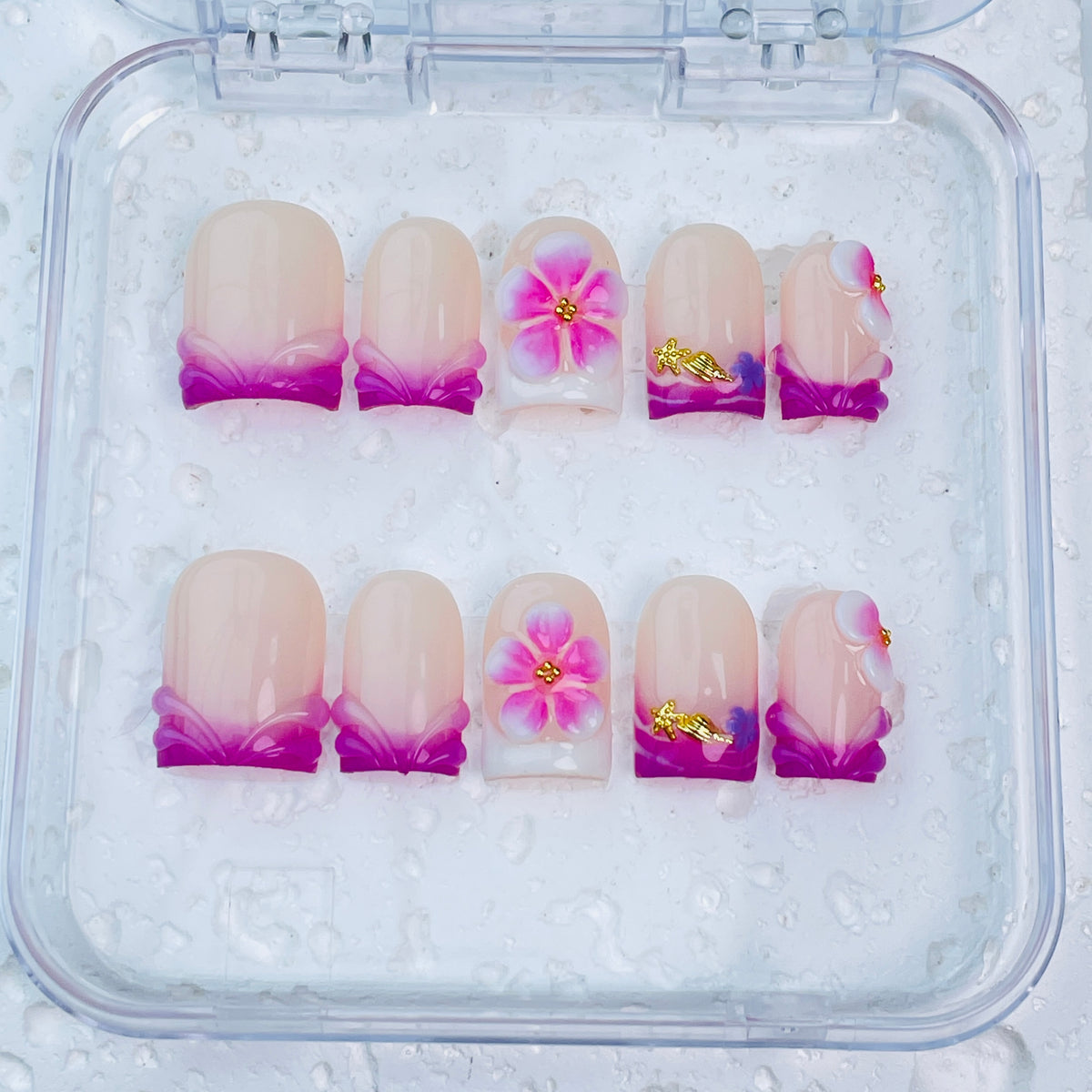 GAGUGAGU F2-1006G Glossy Press-On Nails for Everyday Looks, Birthday Parties and Date Nights, S M L