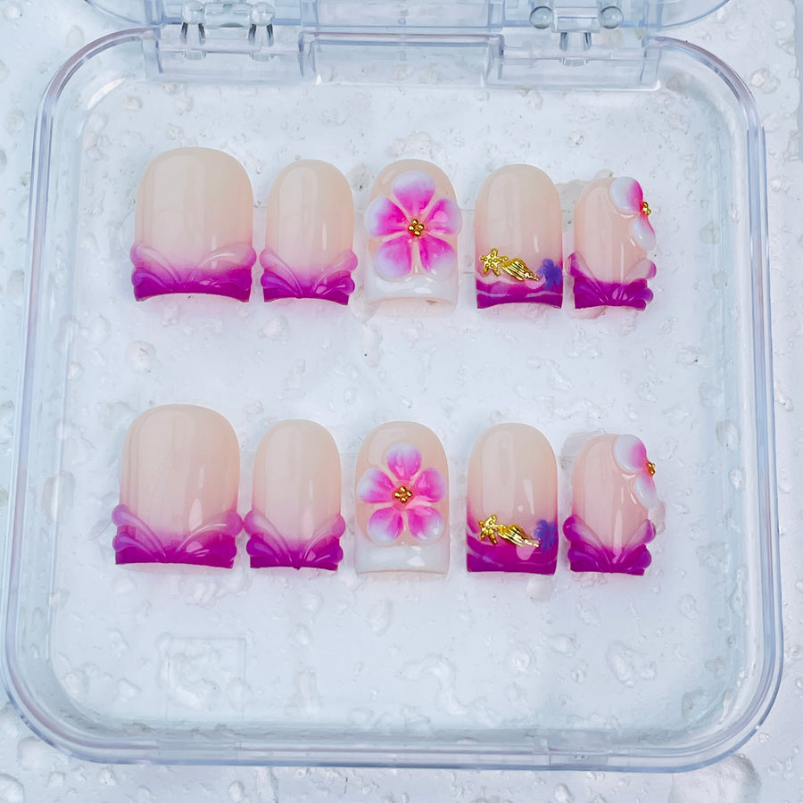 GAGUGAGU F2-1006G Glossy Press-On Nails for Everyday Looks, Birthday Parties and Date Nights, S M L