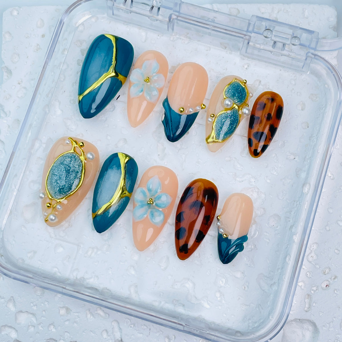 GAGUGAGU XR3-1003G Glossy Press-On Nails for Everyday Looks, Birthday Parties and Date Nights, S M L