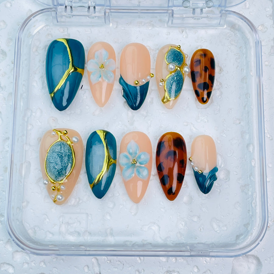 GAGUGAGU XR3-1003G Glossy Press-On Nails for Everyday Looks, Birthday Parties and Date Nights, S M L
