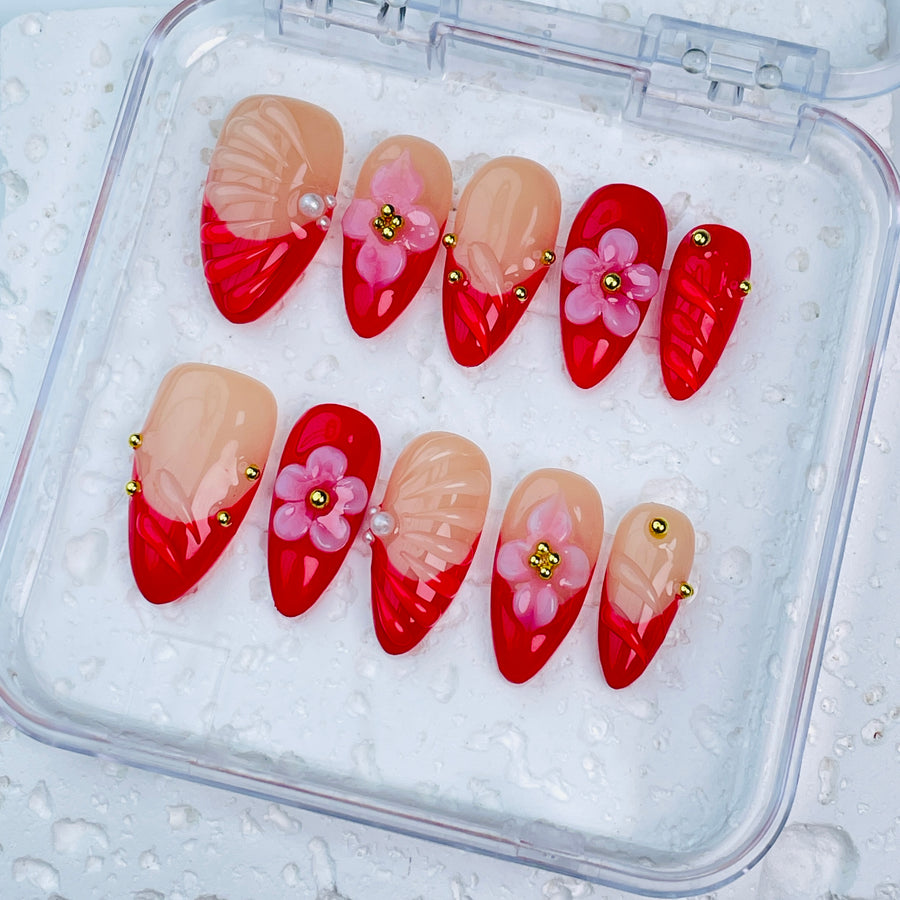 GAGUGAGU XR3-1002G Glossy Press-On Nails for Everyday Looks, Birthday Parties and Date Nights, S M L