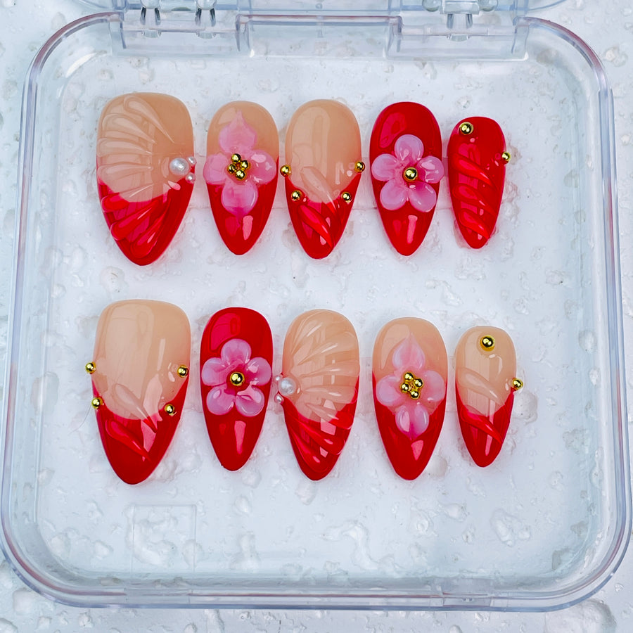 GAGUGAGU XR3-1002G Glossy Press-On Nails for Everyday Looks, Birthday Parties and Date Nights, S M L