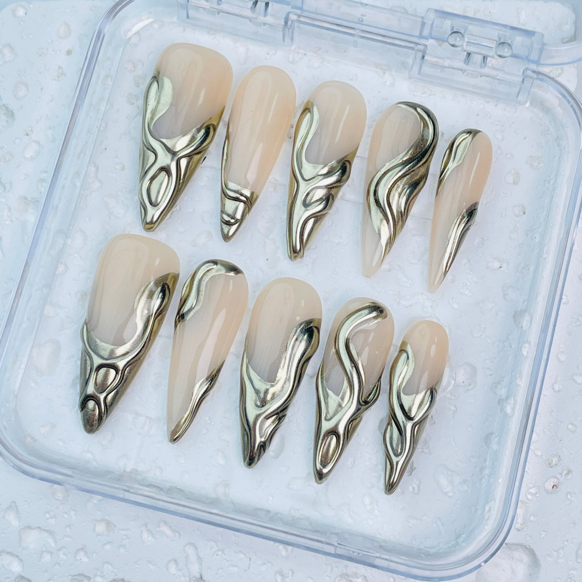GAGUGAGU J3-1003G Glossy Press-On Nails for Everyday Looks, Birthday Parties and Date Nights, S M L