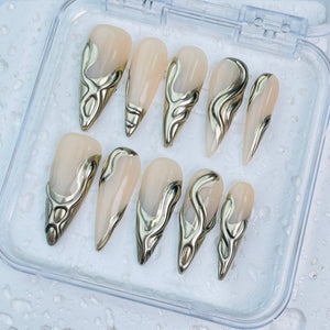GAGUGAGU J3-1003G Glossy Press-On Nails for Everyday Looks, Birthday Parties and Date Nights, S M L