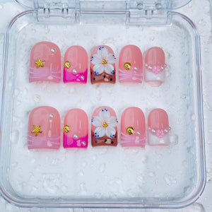 GAGUGAGU F2-006G Glossy Press-On Nails for Everyday Looks, Birthday Parties and Date Nights, S M L