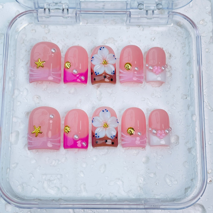 GAGUGAGU F2-006G Glossy Press-On Nails for Everyday Looks, Birthday Parties and Date Nights, S M L