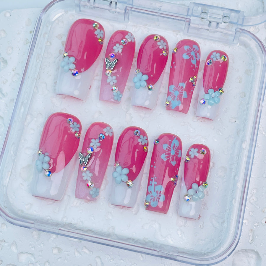 GAGUGAGU F3-108G Glossy Press-On Nails for Everyday Looks, Birthday Parties and Date Nights, S M L