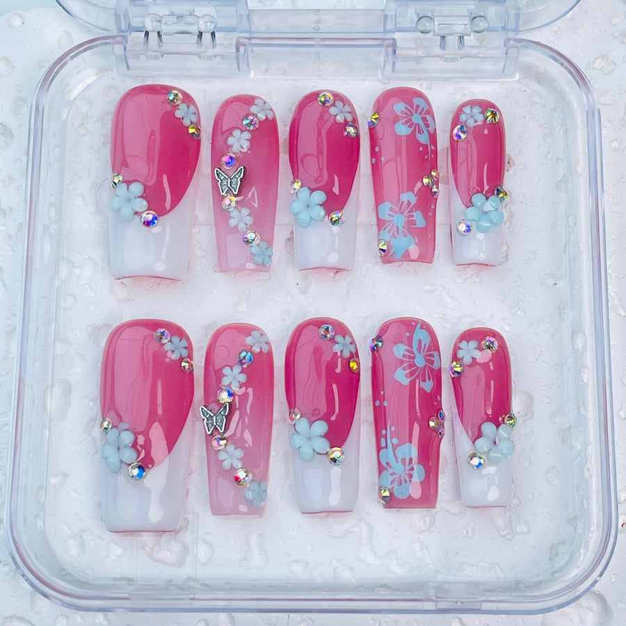 GAGUGAGU F3-108G Glossy Press-On Nails for Everyday Looks, Birthday Parties and Date Nights, S M L
