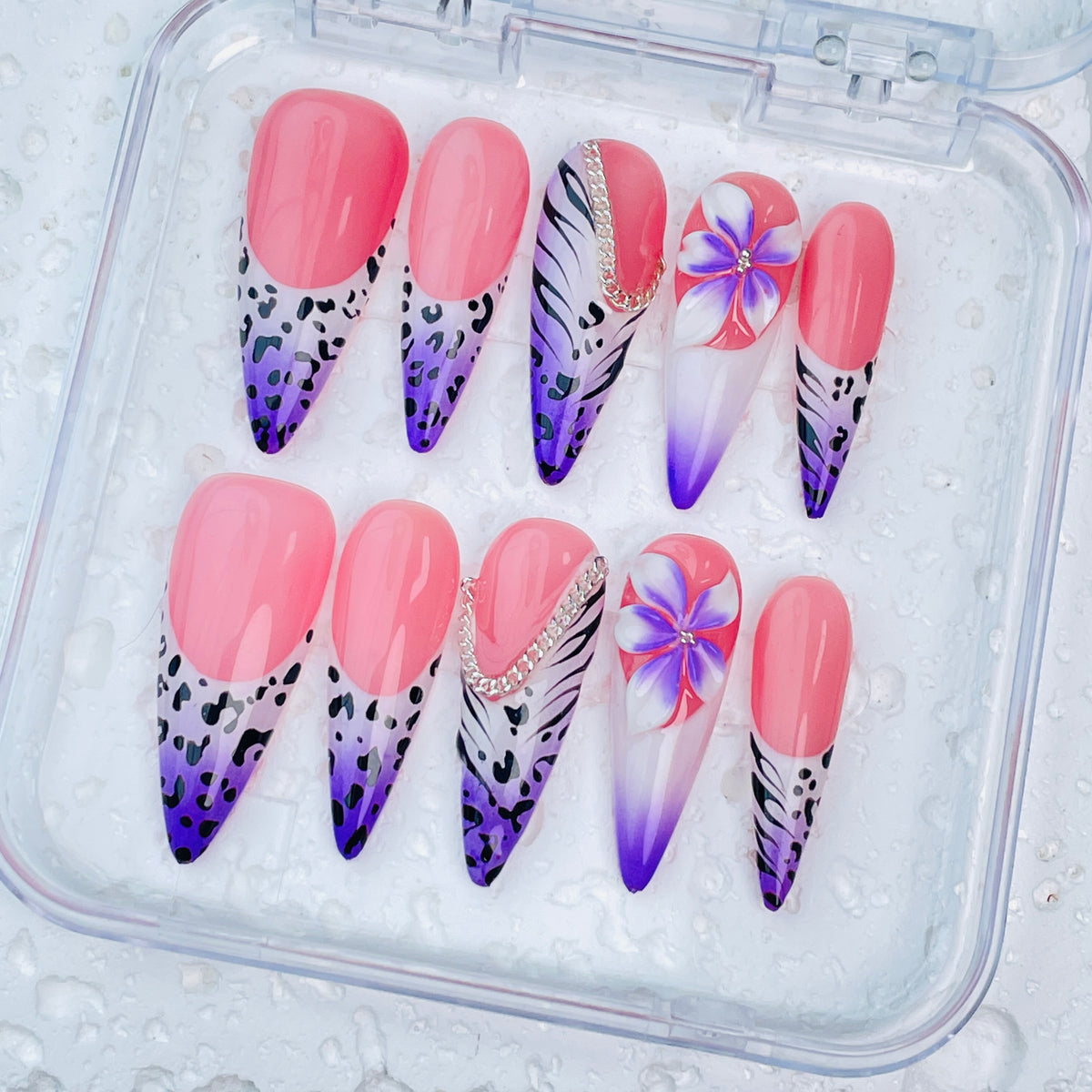 GAGUGAGU J3-503G Glossy Press-On Nails for Everyday Looks, Birthday Parties and Date Nights, S M L