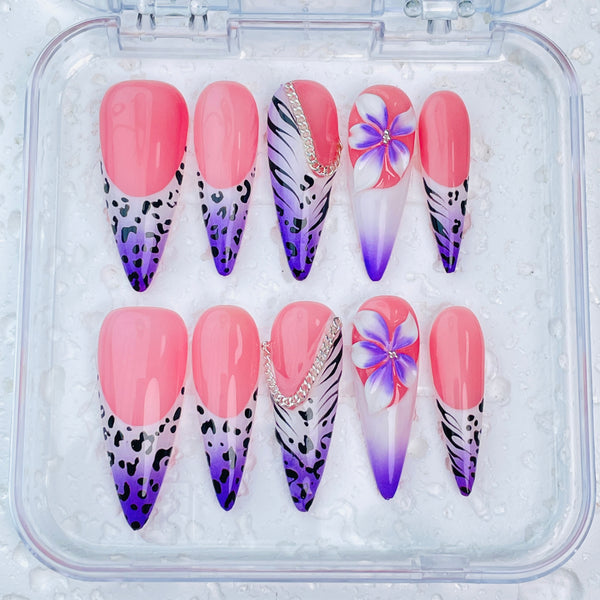 GAGUGAGU J3-503G Glossy Press-On Nails for Everyday Looks, Birthday Parties and Date Nights, S M L
