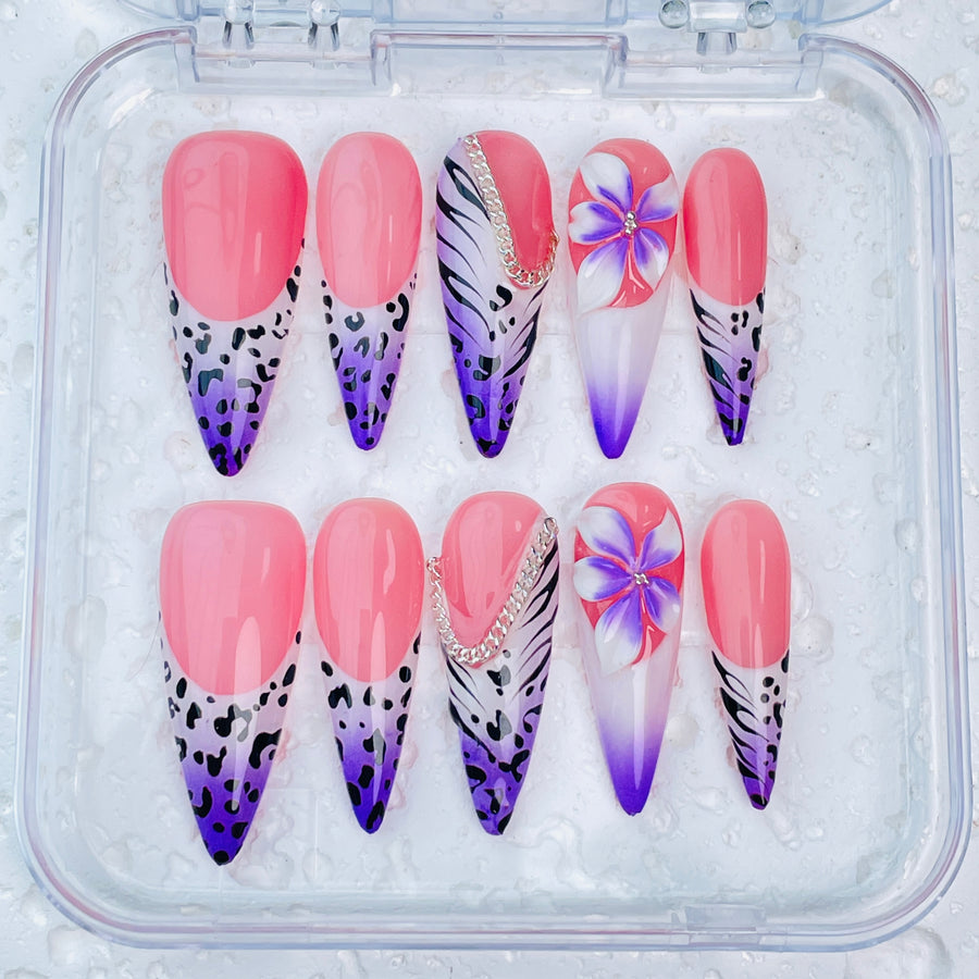 GAGUGAGU J3-503G Glossy Press-On Nails for Everyday Looks, Birthday Parties and Date Nights, S M L