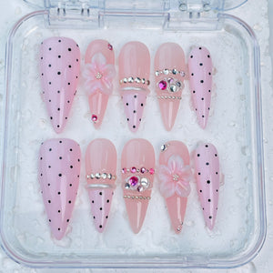 GAGUGAGU J3-502G Glossy Press-On Nails for Everyday Looks, Birthday Parties and Date Nights, S M L