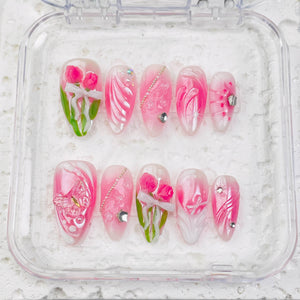 GAGUGAGU XR2-1001G Glossy Press-On Nails for Everyday Looks, Birthday Parties and Date Nights, S M L