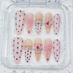 GAGUGAGU J3-1001H Glossy Press-On Nails for Everyday Looks, Birthday Parties and Date Nights, S M L