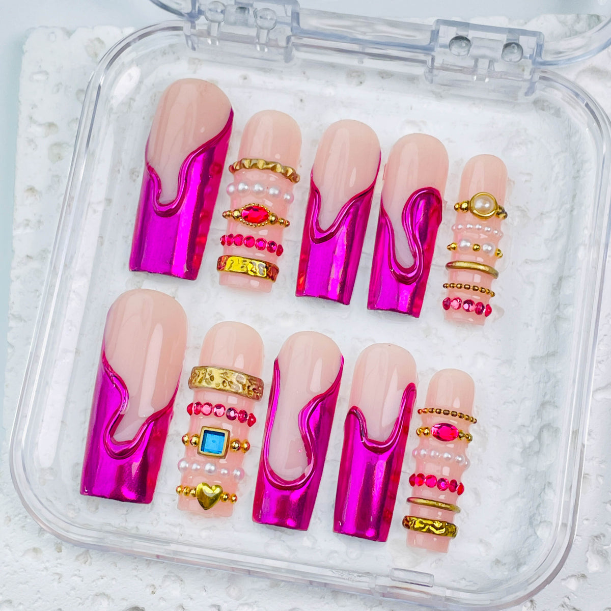 GAGUGAGU Purple Butterfly Bow Press-On Nails for Party Night, Glossy False Nails for Birthday Party, Date Night and Weekend Style, S M L