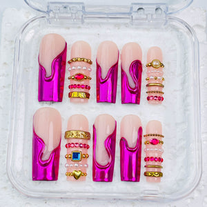 GAGUGAGU Purple Butterfly Bow Press-On Nails for Party Night, Glossy False Nails for Birthday Party, Date Night and Weekend Style, S M L