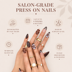 GAGUGAGU J3-1004G Glossy Press-On Nails for Everyday Looks, Birthday Parties and Date Nights, S M L