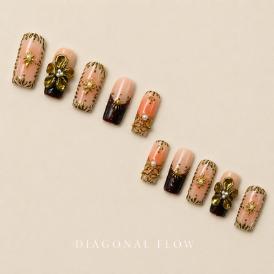 Medium Square Press On Nails - Purple french tip nails, 3d rh...