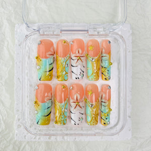 GAGUGAGU F3-045G Glossy Press-On Nails for Everyday Looks, Birthday Parties and Date Nights, S M L